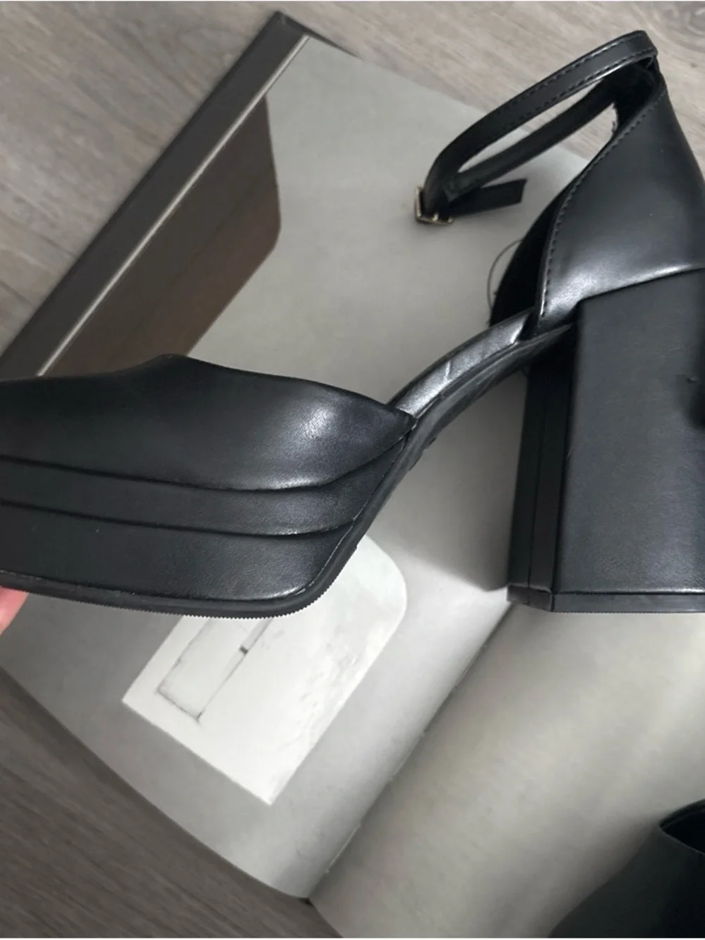 wild fable Black Platform Ankle-Strap Block Heels - Picture 2 of 3